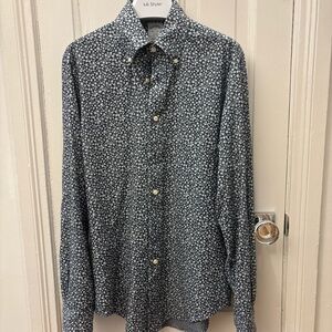 Brooks Brothers Regent shirt mens S blue floral button dress long s